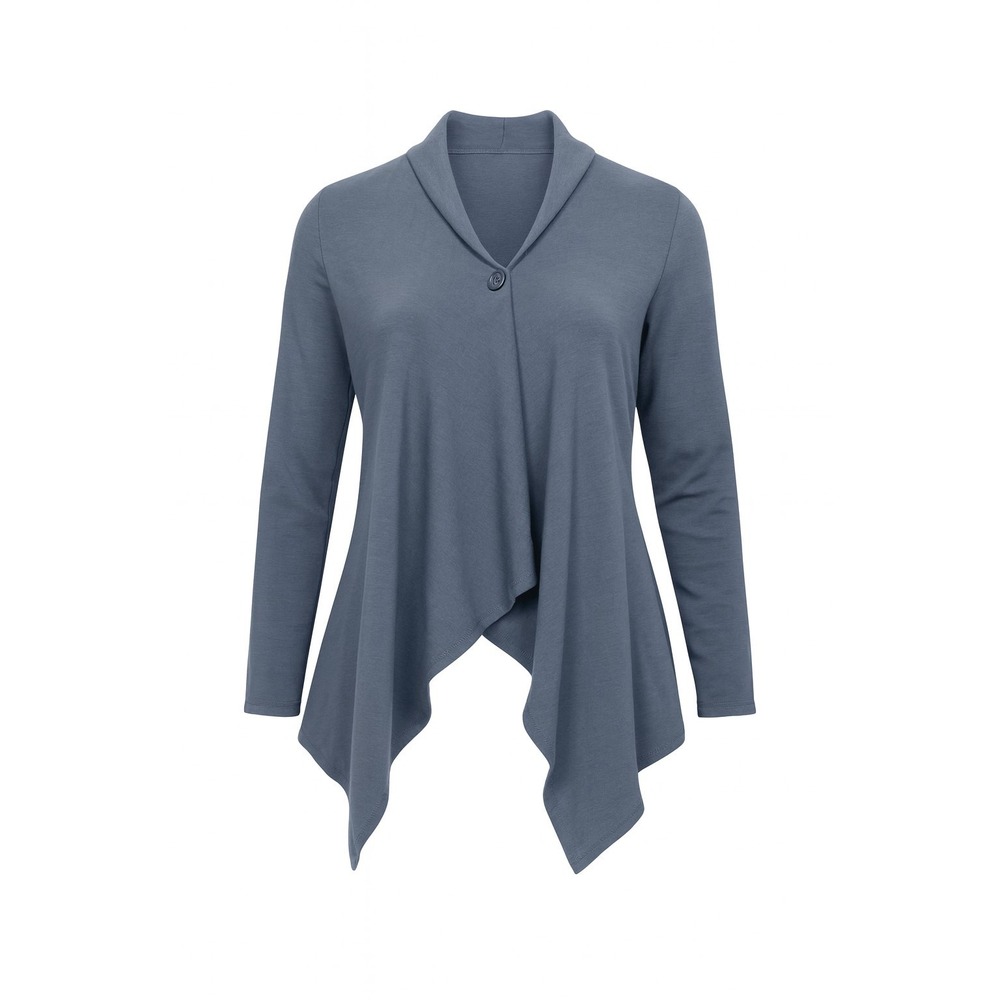 Denim‎ & Co. Wrap Front Cardigan with Single Button Closure- Size M Cotton blend